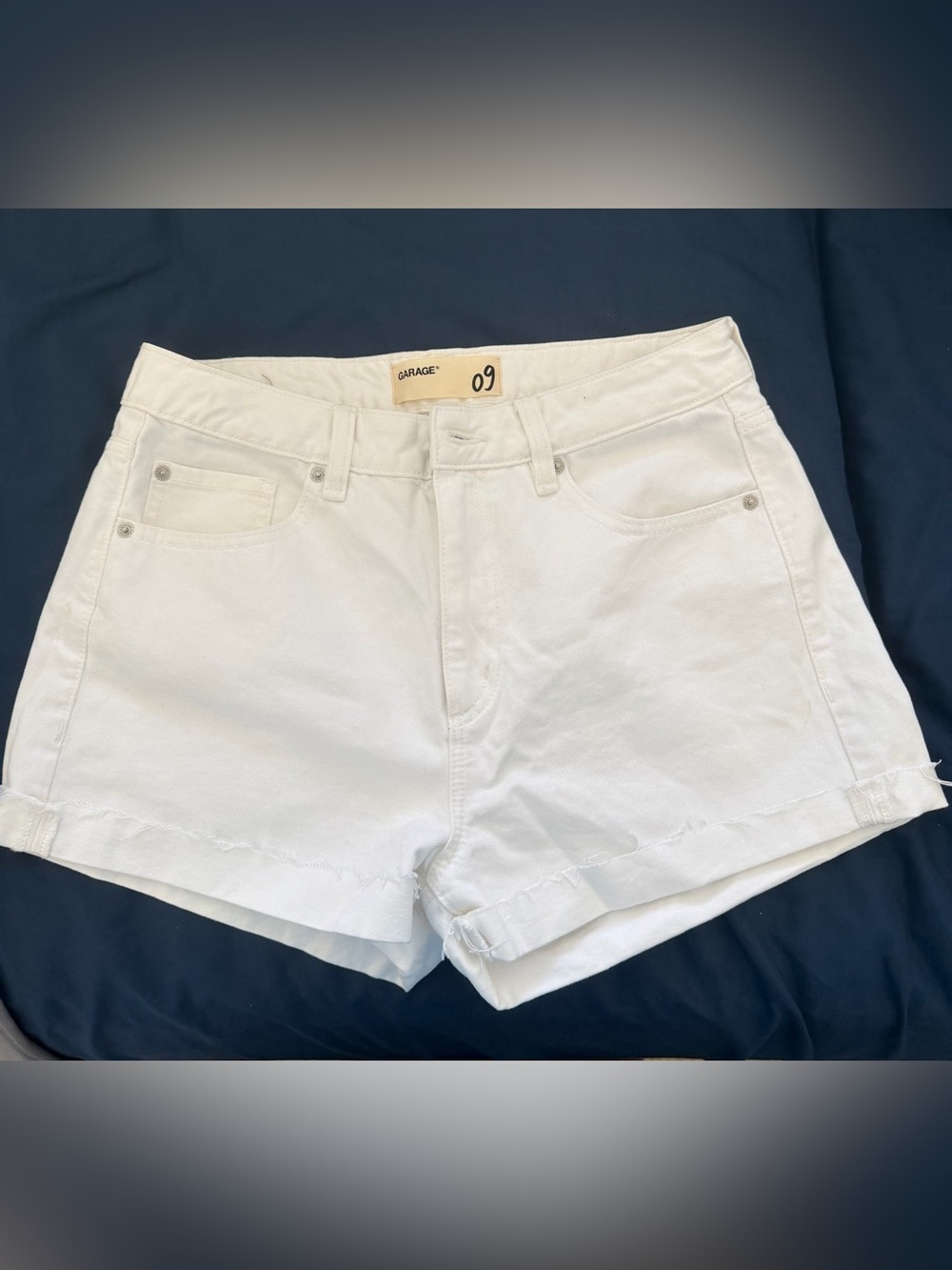 Garage White High-Rise Cutoff Denim Shorts